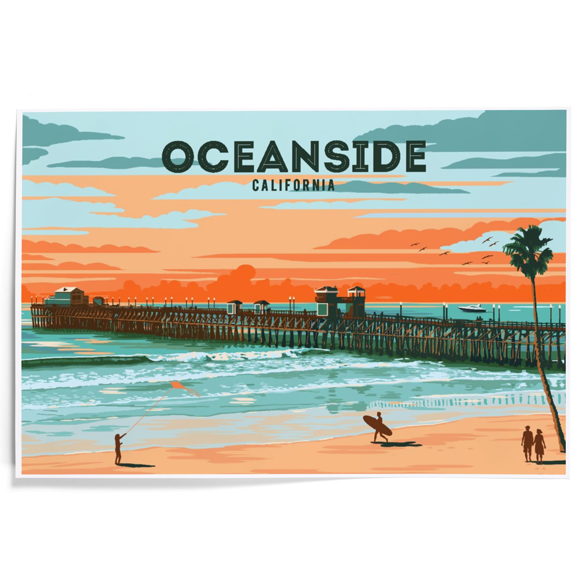 Amazon.com: Lantern Press Print, Oceanside, California, Pier